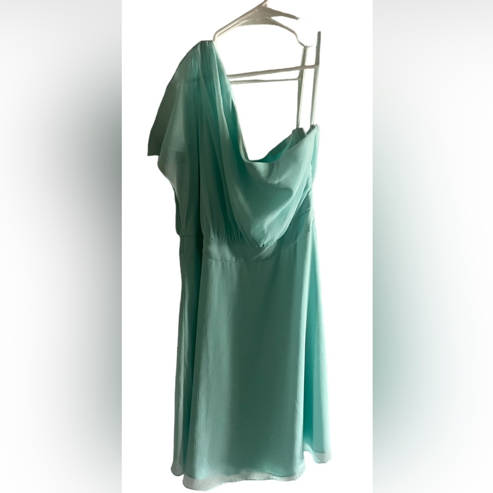 WHBM One Shoulder Light Aqua Dress